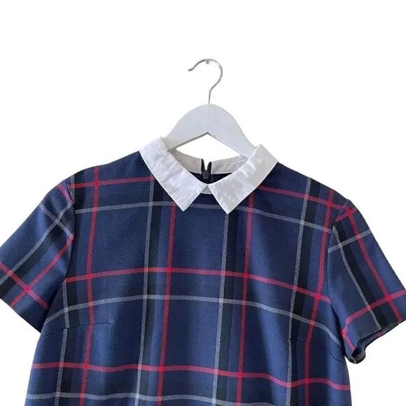 Mohito Multicolor Tunic Short Sleeves Plaid Scholar Collegiate Preppy Soft Zippe - Picture 3 of 12